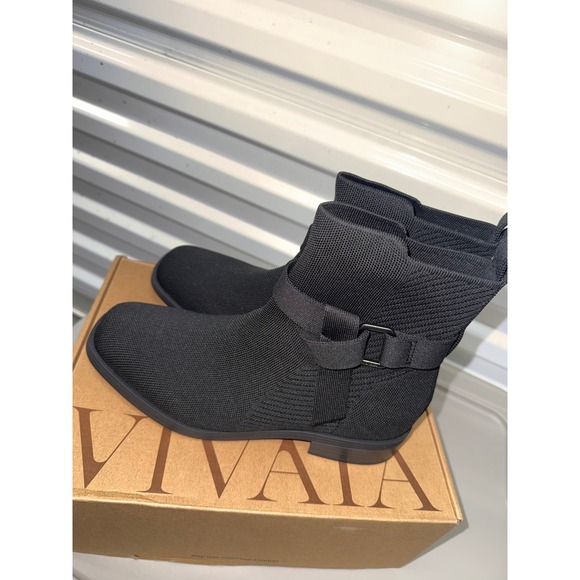 VIVAIA Square Toe Biker Boots Black size EU/39.5 US/8.5 - Picture 10 of 14